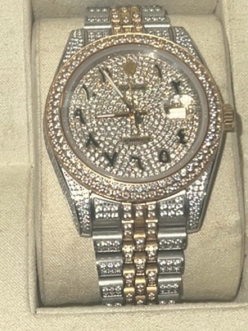 Crystal Pavé Rlex Two-Tone man's / woman’s Bracelet Watch - Gold & Silver